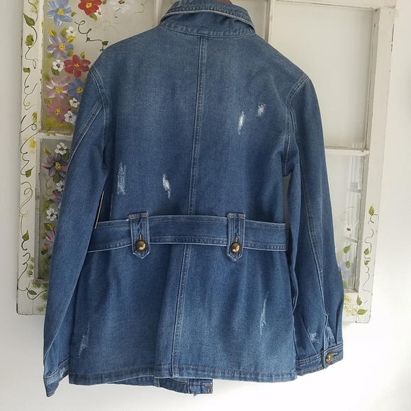 NWT BBJ Boom Boom Jeans LA Distressed Denim Blazer Jacket Size M - Picture 2 of 11